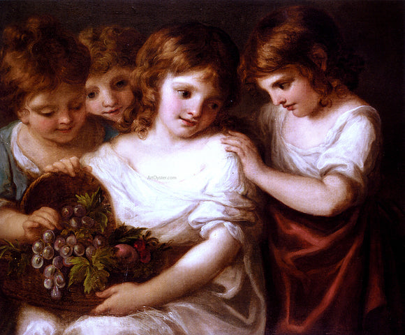  Angelica Kauffmann Four Children With A Basket Of Fruit - Art Print