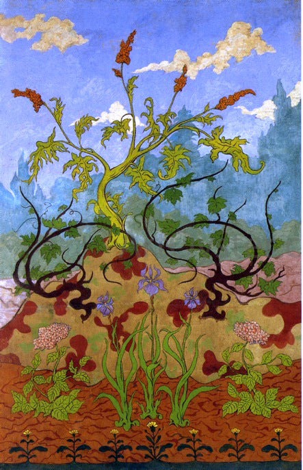  Paul Ranson Four Decorative Panels: Iris and Large Yellow and Mauve Flowers - Art Print