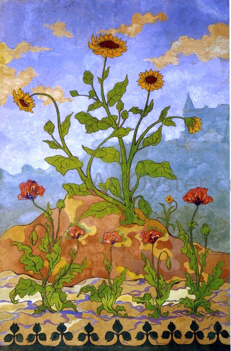  Paul Ranson Four Decorative Panels: Sunflowers and Poppies - Art Print