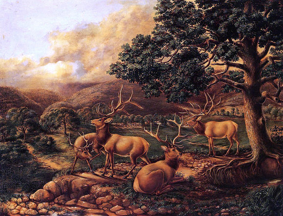  II Titian Ramsey Peale Four Elk - Art Print