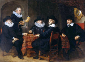  Govert Teunisz Flinck Four Governors of the Arquebusiers' Civic Guard - Art Print