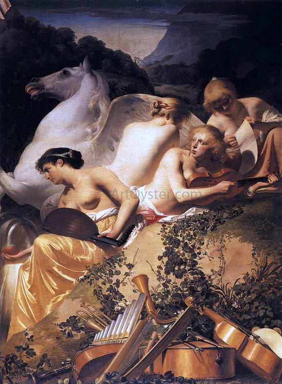  Caesar Van Everdingen Four Muses and Pegasus on Parnassus - Art Print
