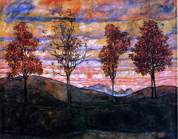  Egon Schiele Four Trees - Art Print