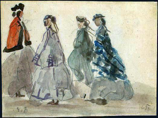  Eugene-Louis Boudin Four Women at Trouville - Art Print