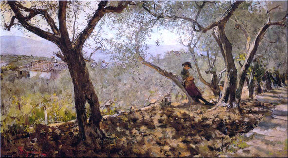  Telemaco Signorini Fra gli Ulivi a Settignano - Art Print