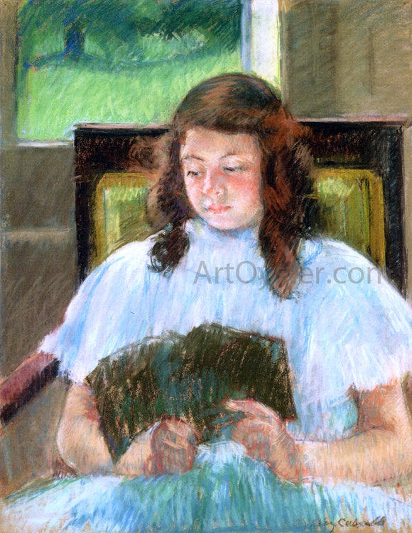  Mary Cassatt Francoise in a Square-Backed Chair, Reading (also known as Young Girl Reading; Young Girl in a Blue Dress) - Art Print