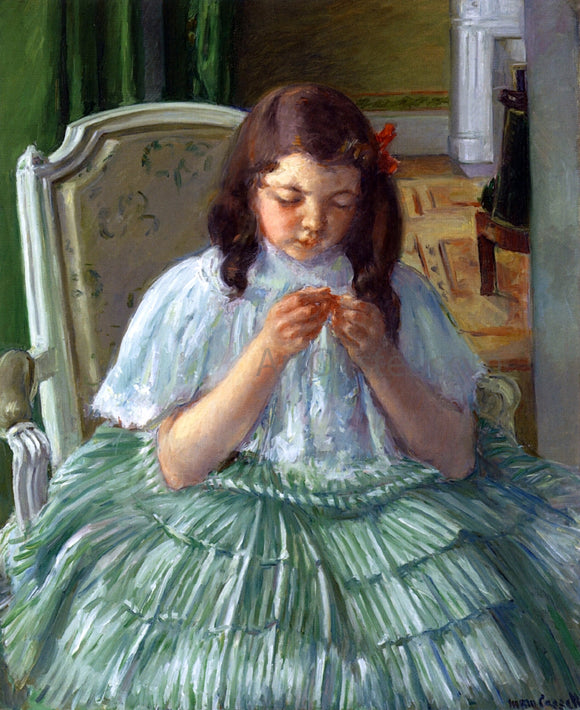  Mary Cassatt Francoise in Green, Sewing - Art Print