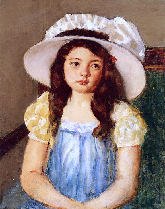  Mary Cassatt Francoise Wearing a Big White Hat - Art Print