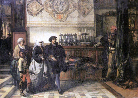  Baron Jan August Hendrik Leys Frans Floris Going to a Saint Luke's Day Feast 1540 - Art Print