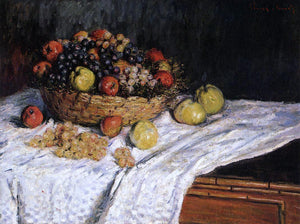  Claude Oscar Monet Fruit Basket with Apples and Grapes - Art Print