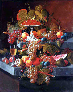  Severin Roesen Fruit Composition with Tazza of Strawberries - Art Print