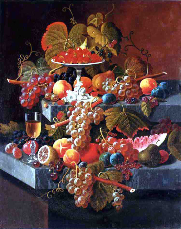  Severin Roesen Fruit Composition with Tazza of Strawberries - Art Print