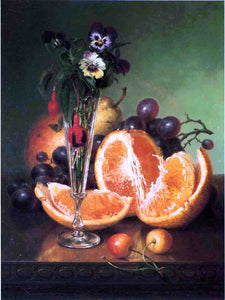  Robert Spear Dunning Fruit, Flowers and a Wineglass on a Tabletop - Art Print