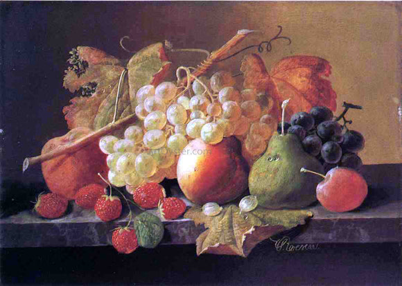  Severin Roesen Fruit on a Marble Ledge - Art Print