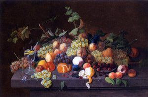  Severin Roesen Fruit Still Life with Glass of Lemonade - Art Print