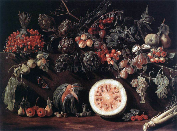  Pietro Paolo Bonzi Fruit, Vegetables and a Butterfly - Art Print