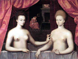  Masters of the Fontainebleau School Gabrielle d'Estrees and one of her Sisters - Art Print