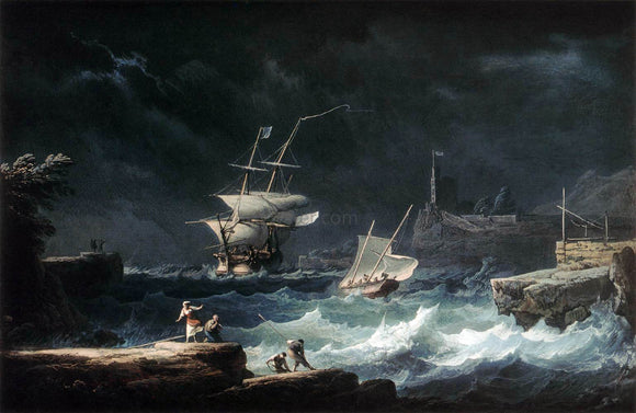  Alexandre-Jean Noel A Gale at Sea - Art Print