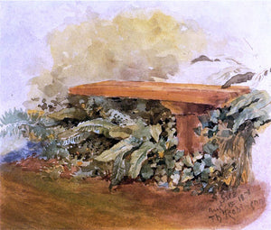  Theodore Robinson Garden Bench with Ferns - Art Print