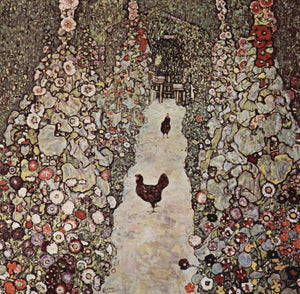  Gustav Klimt Garden with Roosters - Art Print