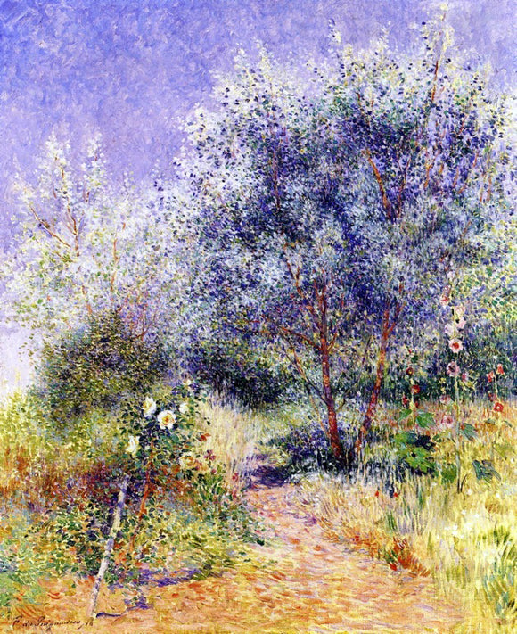  Ferdinand Du Puigaudeau Garden with White Rose Bush - Art Print