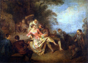  Jean Joseph Pater Gathering of Actors of the Comedie-Italienne in a Park - Art Print