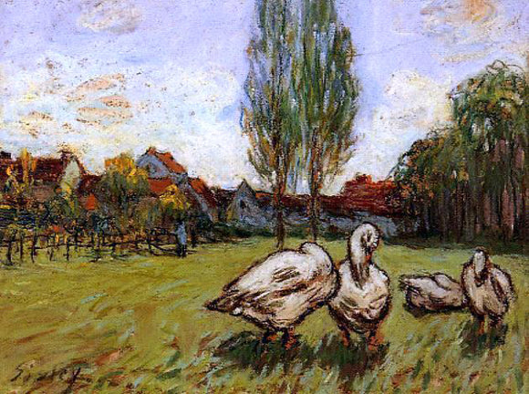  Alfred Sisley Geese - Art Print