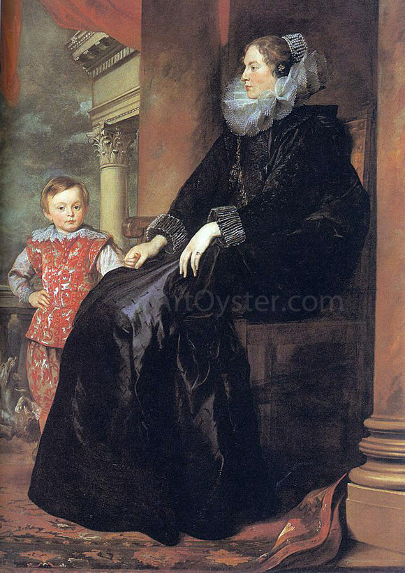  Sir Antony Van Dyck Genoese Noblewoman with her Son - Art Print