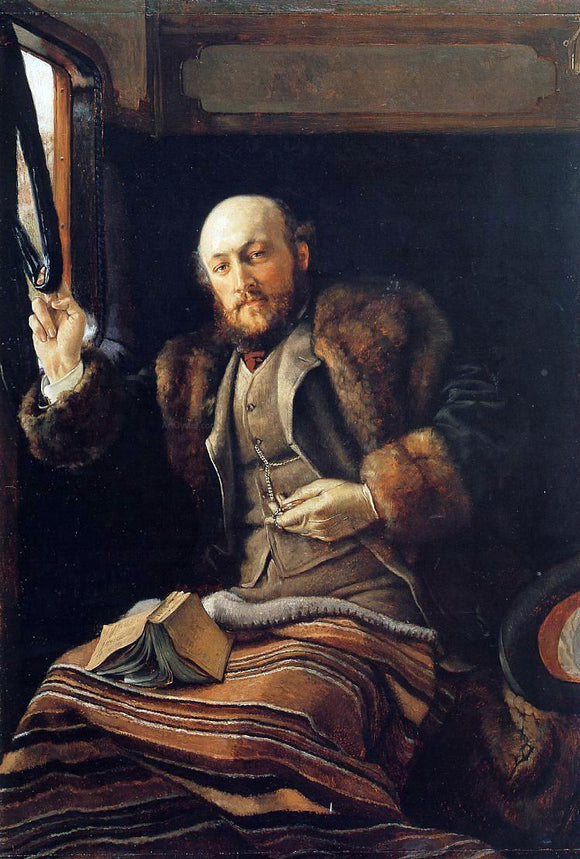  James Tissot Gentleman in a Railway Carriage - Art Print