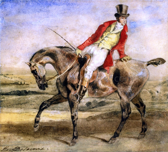  Eugene Delacroix Gentleman on a Dark Brown Hunter - Art Print
