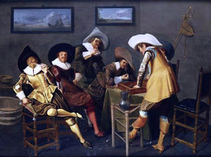  Dirck Hals Gentlemen Smoking and Playing Backgammon in an Interior - Art Print