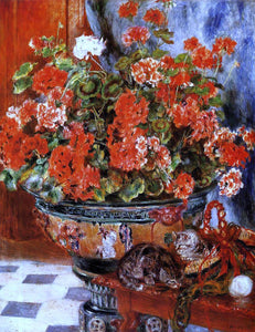  Pierre Auguste Renoir Geraniums and Cats - Art Print