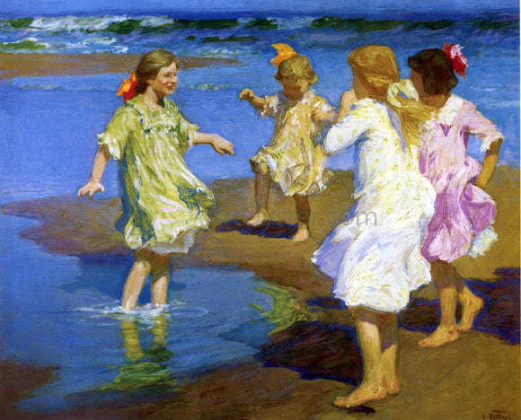  Edward Potthast Girls at the Beach - Art Print