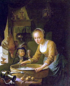  Gerrit Dou Girl Chopping Onions - Art Print