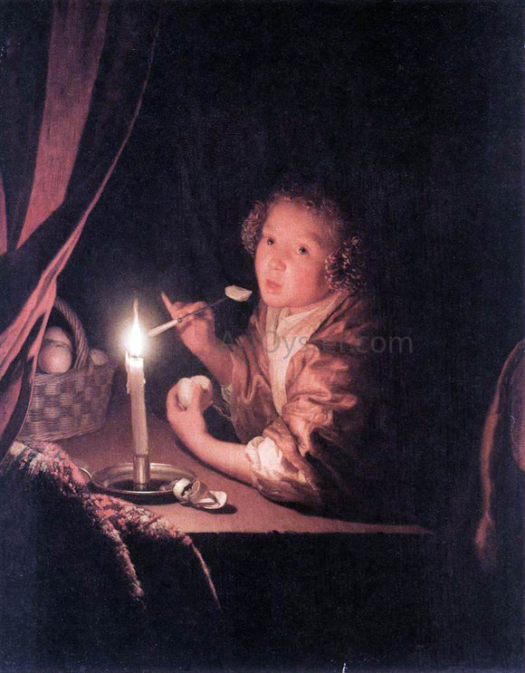  Godfried Schalcken Girl Eating an Apple - Art Print