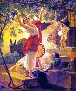  Karl Pavlovich Brulloff Girl Gathering Grapes in a Suburb of Naples - Art Print