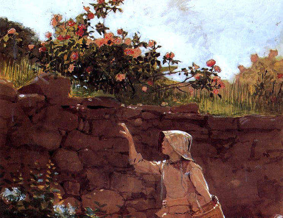  Winslow Homer Girl in a Garden - Art Print