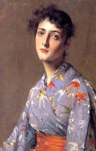  William Merritt Chase Girl in a Japanese Kimono - Art Print