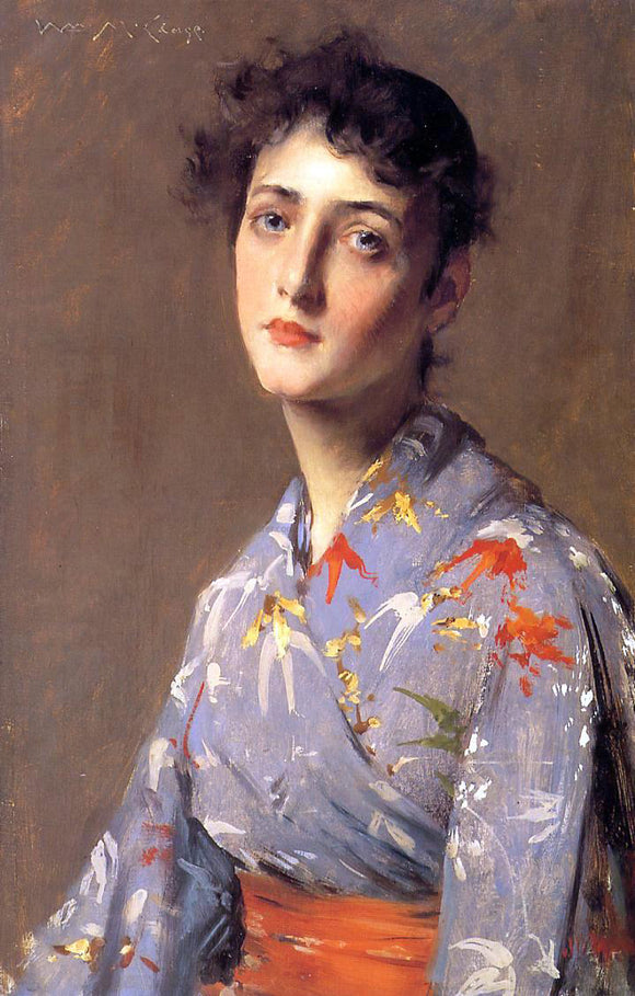  William Merritt Chase Girl in a Japanese Kimono - Art Print