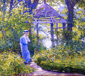  Guy Orlando Rose A Girl in a Wickford Garden, New England - Art Print