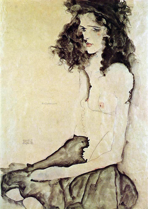  Egon Schiele Girl in Black - Art Print