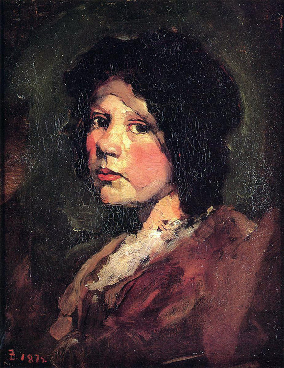  Frank Duveneck Girl in Black Hood - Art Print