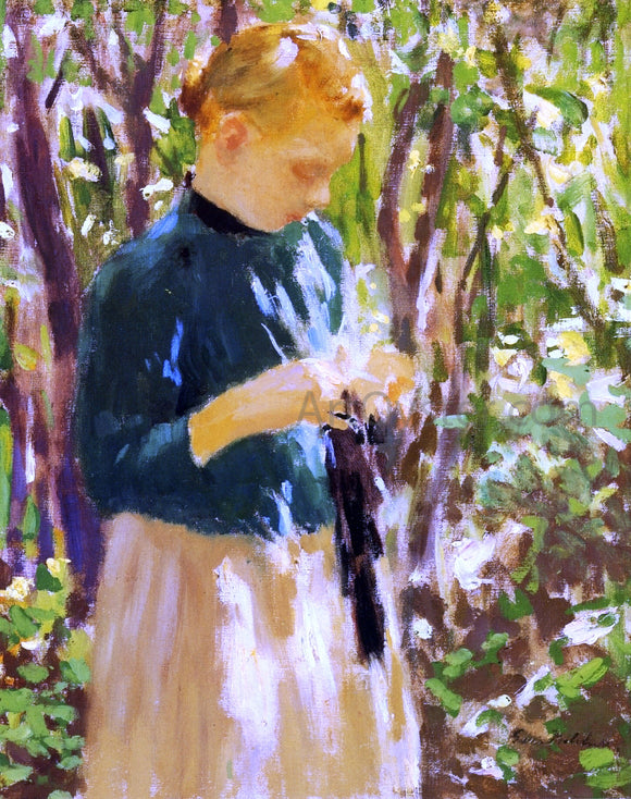  Gari Melchers Girl Knitting - Art Print