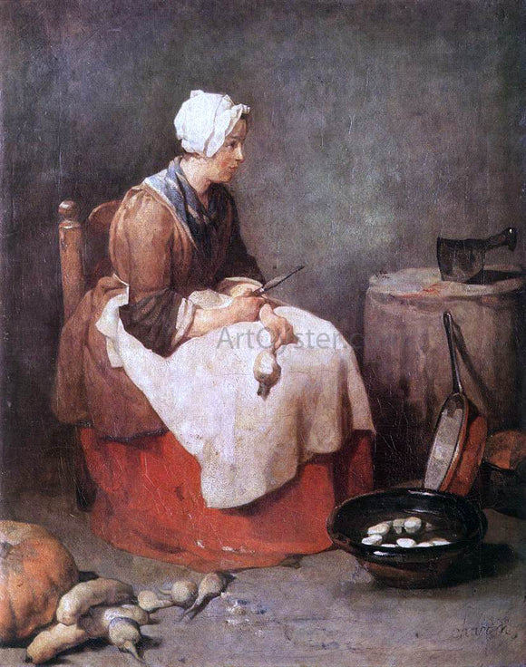  Jean-Baptiste-Simeon Chardin Girl Peeling Vegetables - Art Print