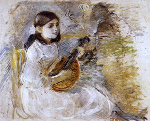  Berthe Morisot Girl Playing the Mandolin - Art Print