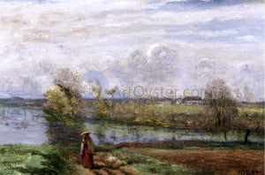  Jean-Baptiste-Camille Corot Girl Reading by the Water - Art Print
