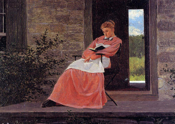  Winslow Homer Girl Reading on a Stone Porch - Art Print