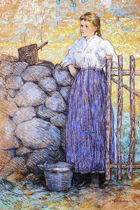 Julian Alden Weir Girl Standing by a Gate - Art Print