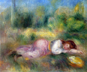  Pierre Auguste Renoir A Girl Streched out on the Grass - Art Print
