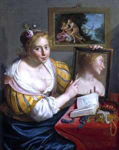  Paulus Moreelse Girl with a Mirror (Allegory of Profane Love) - Art Print